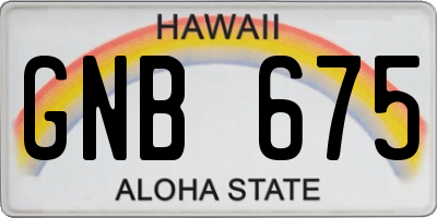 HI license plate GNB675