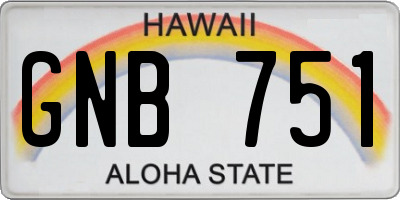 HI license plate GNB751