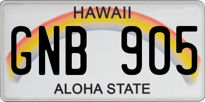 HI license plate GNB905