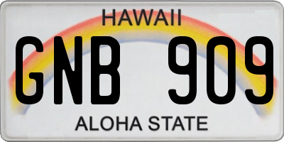 HI license plate GNB909