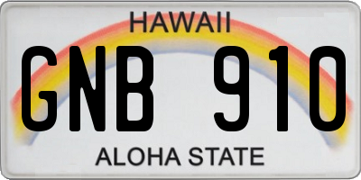 HI license plate GNB910