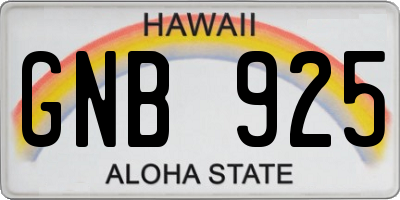 HI license plate GNB925