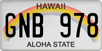 HI license plate GNB978