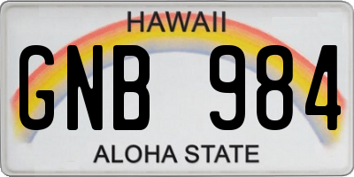 HI license plate GNB984