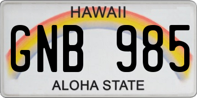 HI license plate GNB985