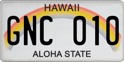 HI license plate GNC010