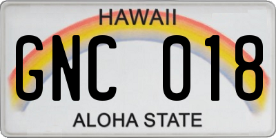 HI license plate GNC018