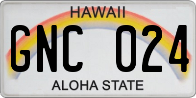 HI license plate GNC024