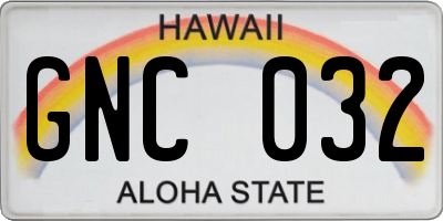 HI license plate GNC032