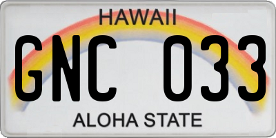 HI license plate GNC033