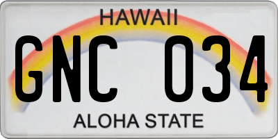 HI license plate GNC034
