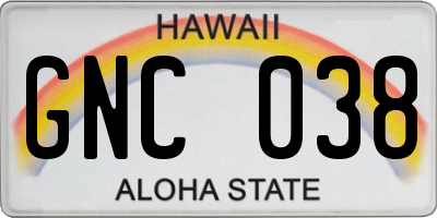 HI license plate GNC038