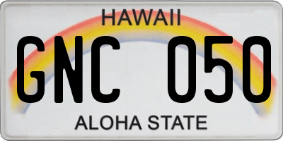 HI license plate GNC050