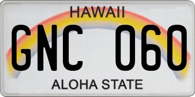 HI license plate GNC060