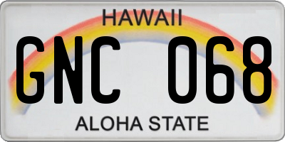 HI license plate GNC068