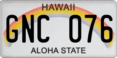HI license plate GNC076