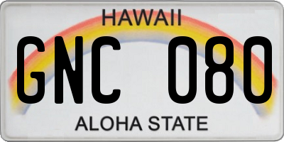 HI license plate GNC080