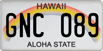 HI license plate GNC089