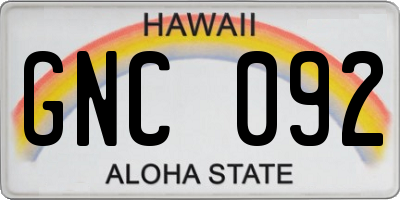 HI license plate GNC092