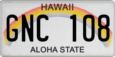 HI license plate GNC108