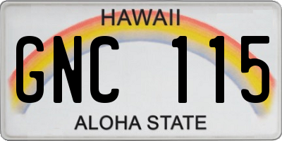 HI license plate GNC115