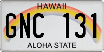 HI license plate GNC131
