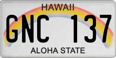 HI license plate GNC137