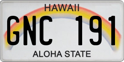 HI license plate GNC191