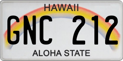 HI license plate GNC212