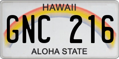 HI license plate GNC216