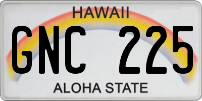 HI license plate GNC225
