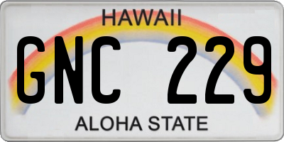 HI license plate GNC229