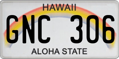 HI license plate GNC306
