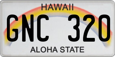 HI license plate GNC320