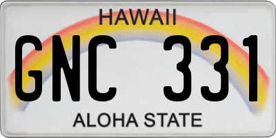 HI license plate GNC331