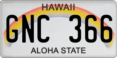 HI license plate GNC366