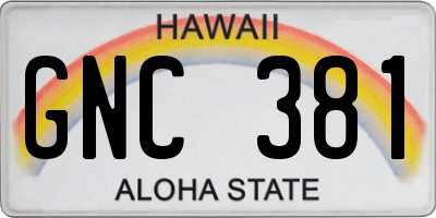 HI license plate GNC381