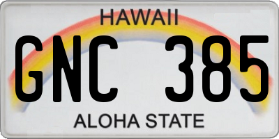 HI license plate GNC385