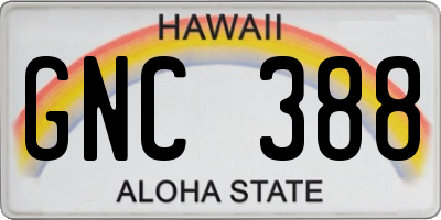 HI license plate GNC388