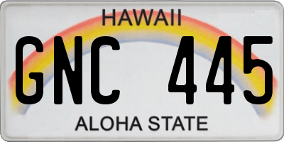 HI license plate GNC445