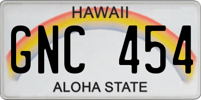 HI license plate GNC454