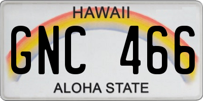 HI license plate GNC466