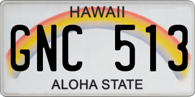HI license plate GNC513