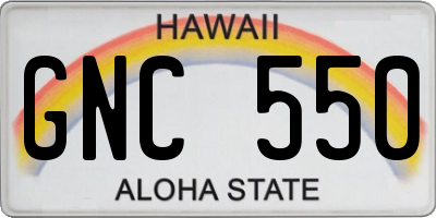 HI license plate GNC550