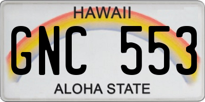 HI license plate GNC553