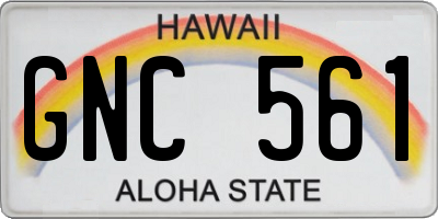 HI license plate GNC561