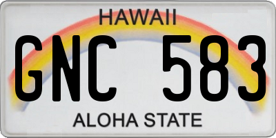 HI license plate GNC583