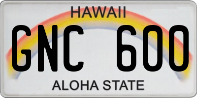 HI license plate GNC600