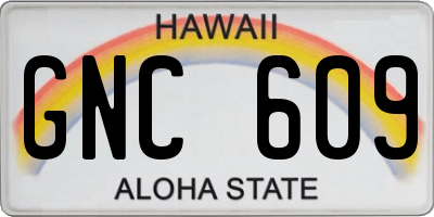 HI license plate GNC609