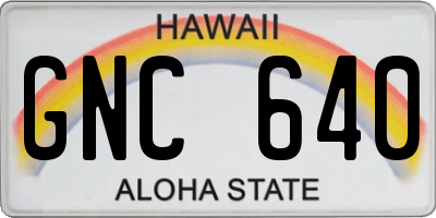 HI license plate GNC640